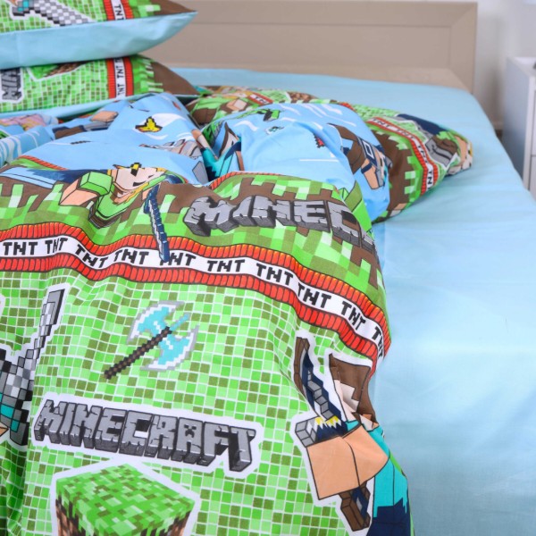 Фото - Комплект постільної білизни MirSon Бязь 17-0571 - 1 Minecraft War 200х220 см (2200008769994)