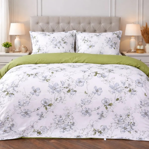 Фото - Комплект постельного белья MirSon 160х220 см 00-1 Olive Flowers Поплин (2200009698996)
