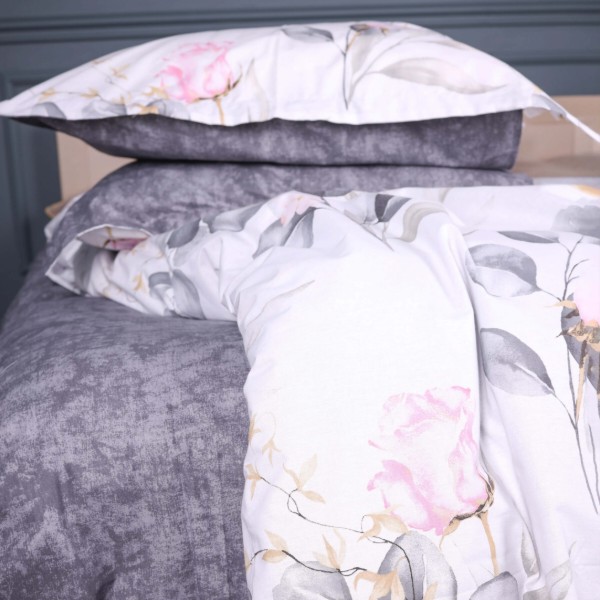 Фото - Комплект постельного белья MirSon Poplin 00-7 "Pink Flowers" 160х220 (2200009706585)
