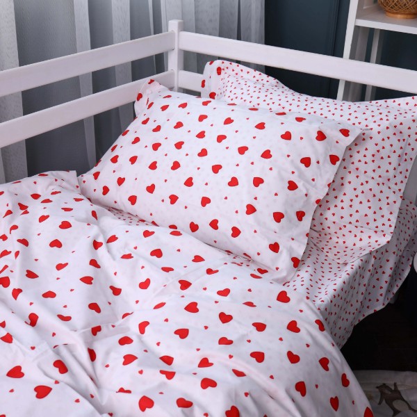 Фото - Комплект постільної білизни MirSon Poplin Line Kids 01 "Little Hearts" 160х220 (2200009710360)