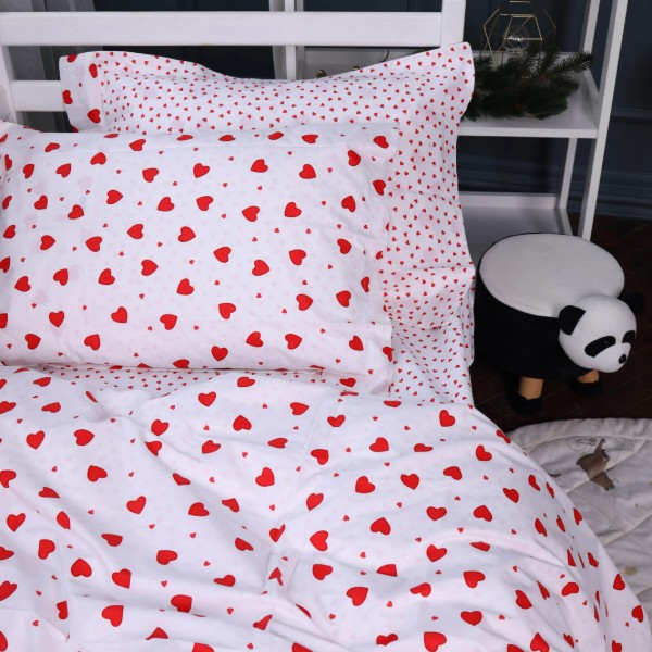 Фото - Комплект постільної білизни MirSon Poplin Line Kids 01 "Little Hearts" 160х220 (2200009710360)