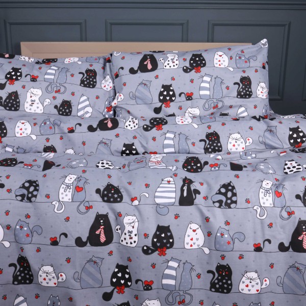 Фото - Комплект постельного белья MirSon Ranforce Elite 17-0671 With Love, Cats 220х240 (2200010178661)