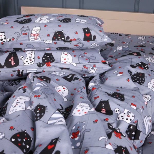 Фото - Комплект постельного белья MirSon Ranforce Elite 17-0671 With Love, Cats 220х240 (2200010178661)