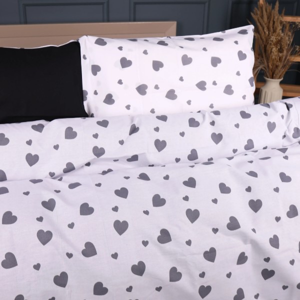 Фото - Комплект постельного белья MirSon Ranforce Elite 17-0669 Black and White Love 220х240 (2200010180312)
