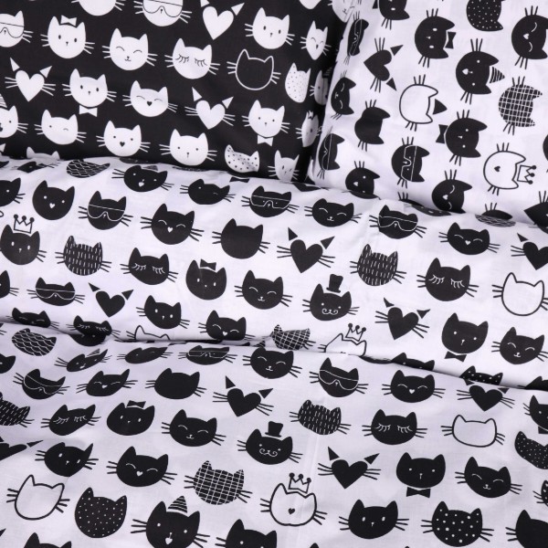 Фото - Комплект постельного белья MirSon Ranforce Elite 17-0673 Monochrome Meows 220х240 (2200010185287)