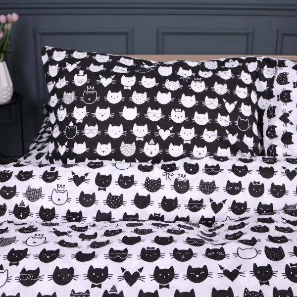 Фото - Комплект постельного белья MirSon Ranforce Elite 17-0673 Monochrome Meows 220х240 (2200010185287)