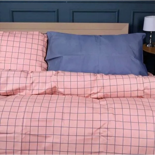 Фото - Комплект постельного белья MirSon Бязь 17-0731 Pink and Gray Plaid 160х220 (2200010823752)