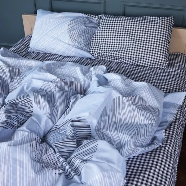 Фото - Комплект постільної білизни MirSon Ranforce Elite 17-0748 Circles in Checks 220х240 (2200010847796)