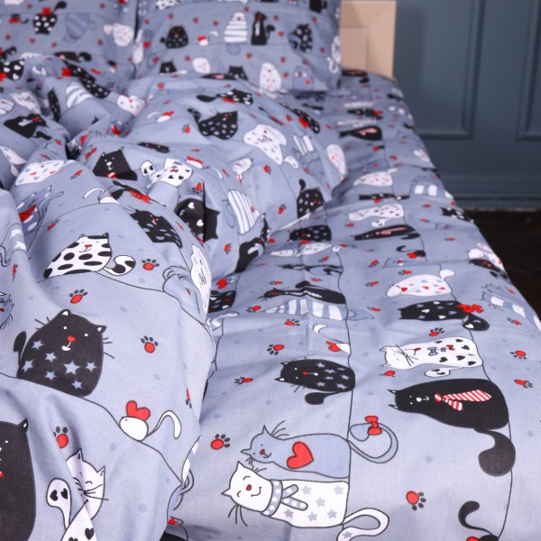 Фото - Комплект постільної білизни MirSon Бязь 17-0671 With Love, Cats 220х240 (2200010178111)