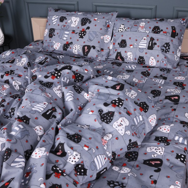 Фото - Комплект постільної білизни MirSon Бязь 17-0671 With Love, Cats 220х240 (2200010178111)