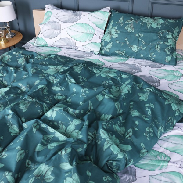 Фото - Простирадло двоспальне MirSon Бязь 17-0718 Emerald Foliage 180x220 см (2200010685046)