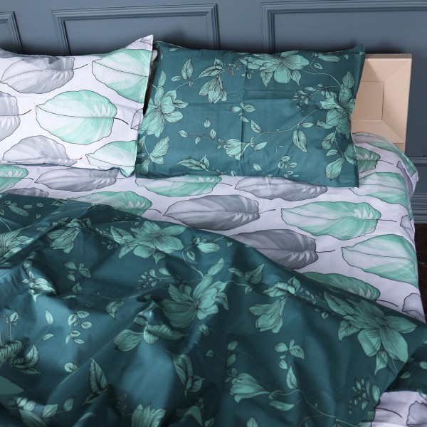 Фото - Простирадло двоспальне MirSon Бязь 17-0718 Emerald Foliage 180x220 см (2200010685046)
