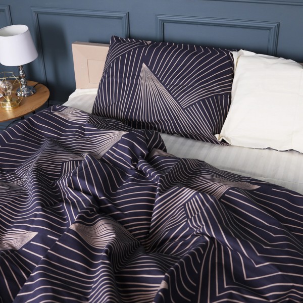Фото - Простирадло двоспальне MirSon Бязь 17-0721 Cream and Grey Stripes 180x220 см (2200010686722)