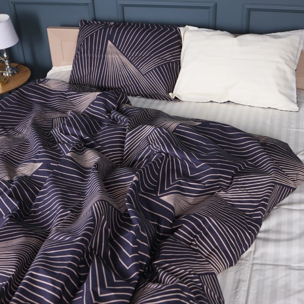 Фото - Простирадло двоспальне MirSon Бязь 17-0721 Cream and Grey Stripes 180x220 см (2200010686722)