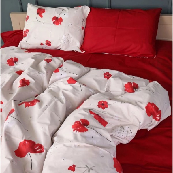 Фото - Простынь двуспальная MirSon Бязь 17-0754 Scarlet Poppies 180x220 см (2200010933352)