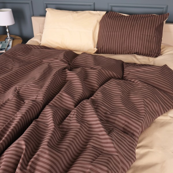 Фото - Простынь двуспальная MirSon Бязь 17-0767 Elegant Stripes 180x220 см (2200011018478)
