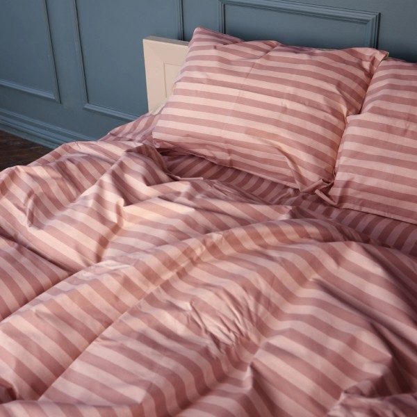 Фото - Простынь двуспальная MirSon Бязь 17-0773 Nude stripes 180x220 см (2200011152646)