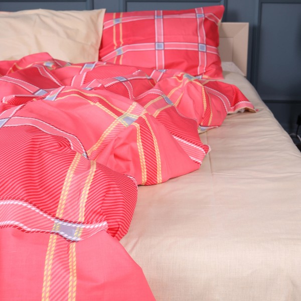 Фото - Простынь двуспальная MirSon Бязь 17-0783 Checkered Flame 180x220 см (2200011274805)