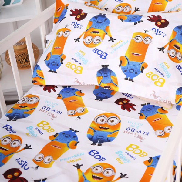 Фото - Простынь двуспальная MirSon Бязь 20-0036 Minions 180x220 см (2200010284232)