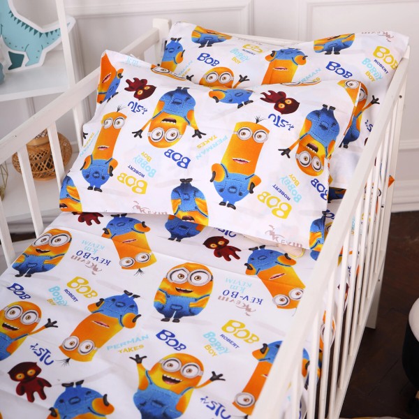 Фото - Простынь двуспальная MirSon Бязь 20-0036 Minions 180x220 см (2200010284232)