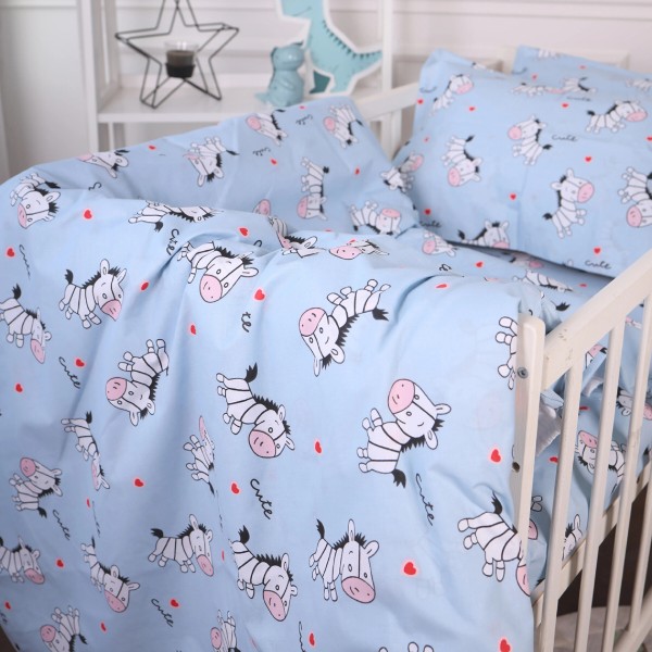 Фото - Комплект постільної білизни MirSon Бязь 20-0037 Cute blue zebra 160х220 (2200010270570)