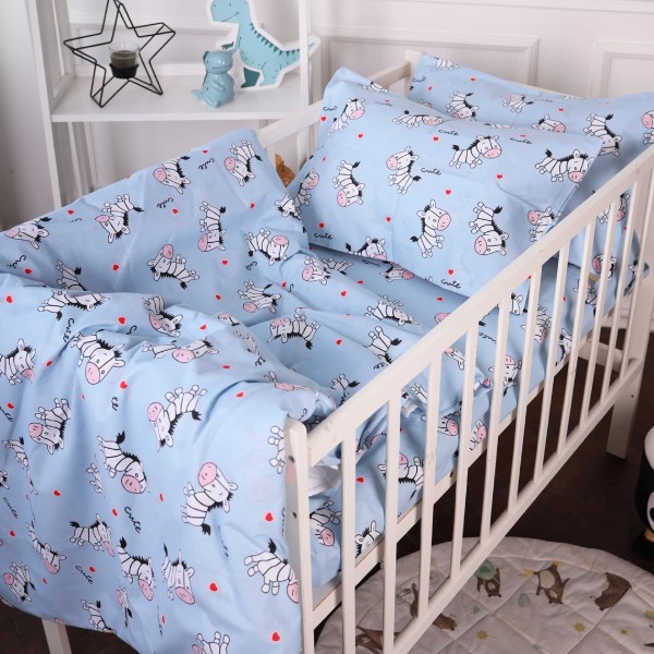 Фото - Комплект постільної білизни MirSon Бязь 20-0037 Cute blue zebra 160х220 (2200010270570)