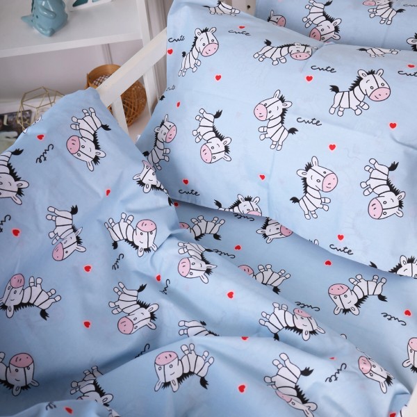 Фото - Простынь двуспальная MirSon Бязь 20-0037 Cute blue zebra 180x220 см (2200010284300)