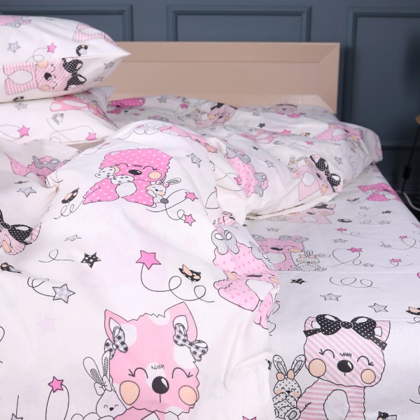 Фото - Простынь двуспальная MirSon Бязь Kids Time 17-0776 Magic cats pink 180x220 см (2200011238586)