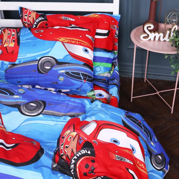 Фото - Простынь двуспальная MirSon Бязь Kids Time 17-0778 McQueen's Racing Dreams blue180x220 см (2200011257297)