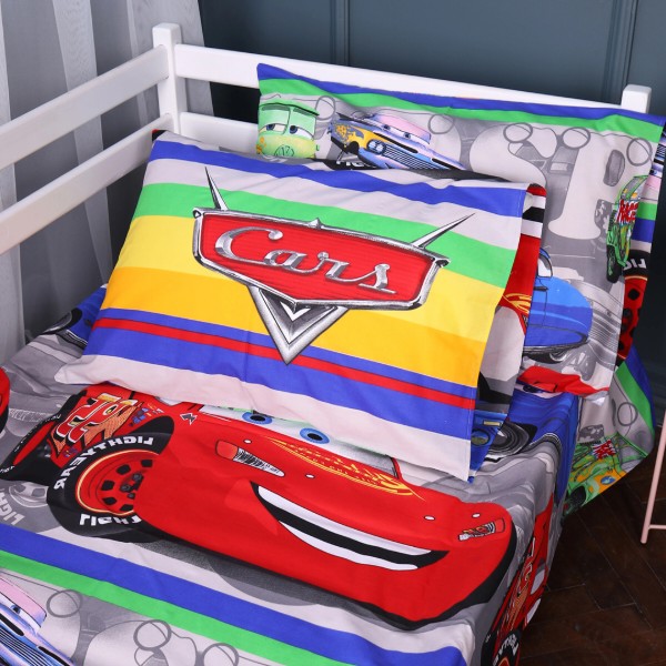 Фото - Простынь двуспальная MirSon Бязь Kids Time 17-0779 McQueen's Racing Dreams gray 180x220 см (2200011258041)