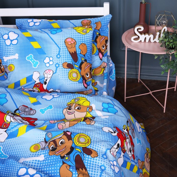 Фото - Простирадло двоспальне MirSon Бязь Kids Time 17-0780 Paw Patrol blue 180x220 см (2200011258799)