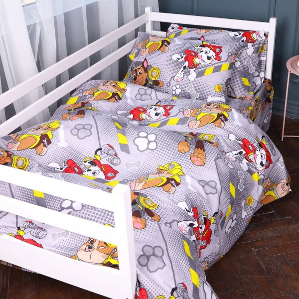 Фото - Простынь двуспальная MirSon Бязь Kids Time 17-0781 Paw Patrol gray 180x220 см (2200011259543)