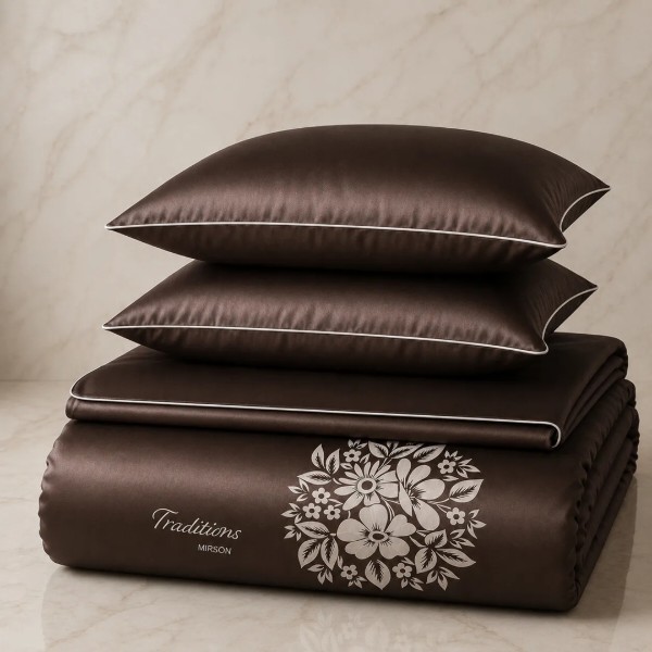 Фото - Комплект постельного белья MirSon ELIT 0211 Cacao "Traditions" 160х220 (2200010538311)