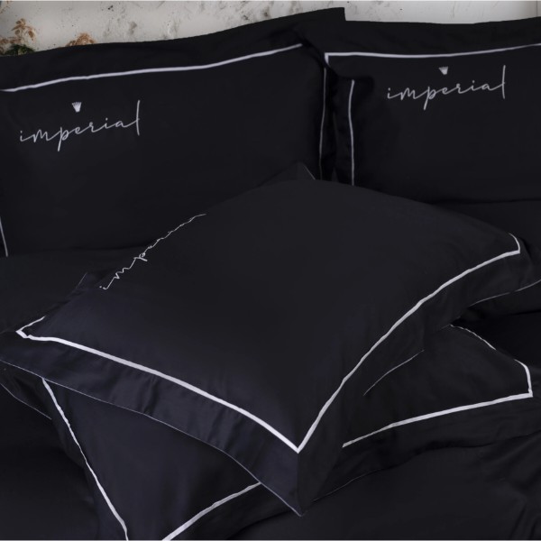 Фото - Простирадло двоспальне MirSon Imperial Satin Turin Чорне 180x220 см (2200007299270)