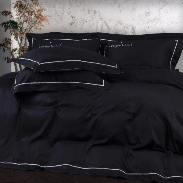 Фото - Простирадло двоспальне MirSon Imperial Satin Turin Чорне 180x220 см (2200007299270)