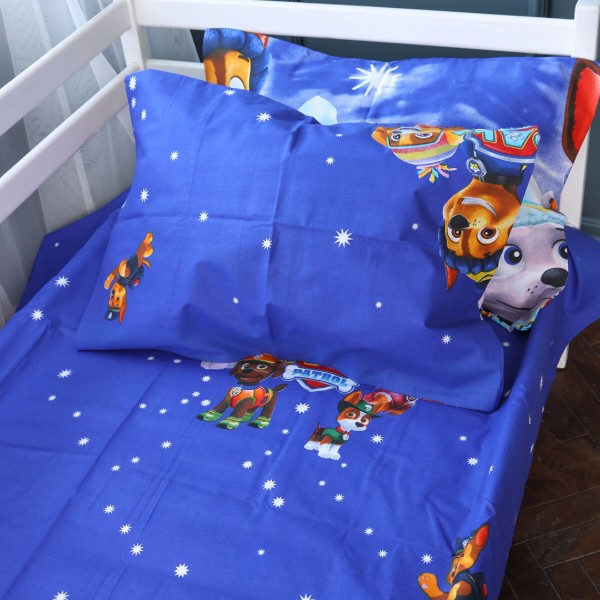 Фото - Простынь детская MirSon Бязь Kids Time 17-0794 Paw Patrol Winter blue 180x220 см (2200011428895)