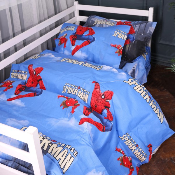Фото - Комплект постільної білизни MirSon 175х210 см Kids Time 17-0891 Spider-Man City Wall Бязь (2200012390108)