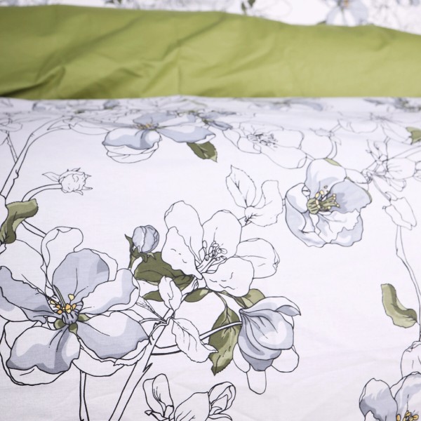 Фото - Простирадло двоспальне MirSon Поплін 00-1 Olive Flowers 180x220 см (2200009699191)