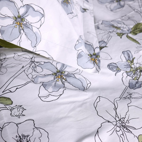 Фото - Простирадло двоспальне MirSon Поплін 00-1 Olive Flowers 180x220 см (2200009699191)