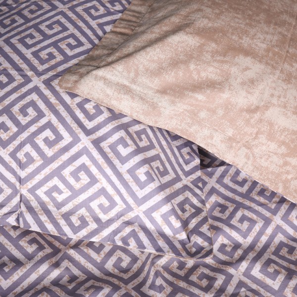 Фото - Простирадло двоспальне MirSon Поплін 00-4 Geometry Beige 180x220 см (2200009702976)