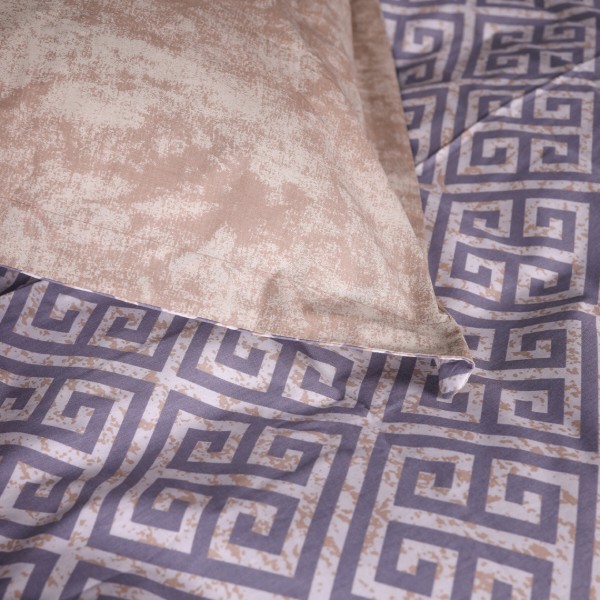 Фото - Простирадло двоспальне MirSon Поплін 00-4 Geometry Beige 180x220 см (2200009702976)