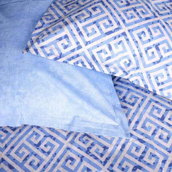 Фото - Простынь двуспальная MirSon Поплин 00-5 Geometry Blue 180x220 см (2200009704246)