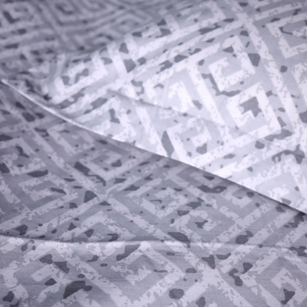 Фото - Простынь двуспальная MirSon Поплин 00-6 Geometry Grey 180x220 см (2200009705526)