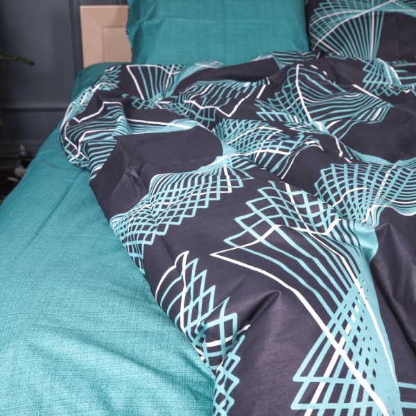 Фото - Комплект постільної білизни MirSon King Size 220х240 см 22-1442 Neon Emerald Lines (2200012406564)