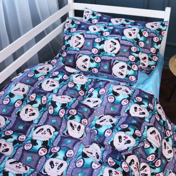 Фото - Простынь детская MirSon Бязь 17-0722 Tiny Panda 180x220 см (2200010687286)