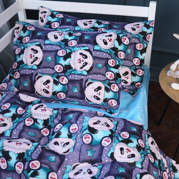 Фото - Простынь детская MirSon Бязь 17-0722 Tiny Panda 180x220 см (2200010687286)