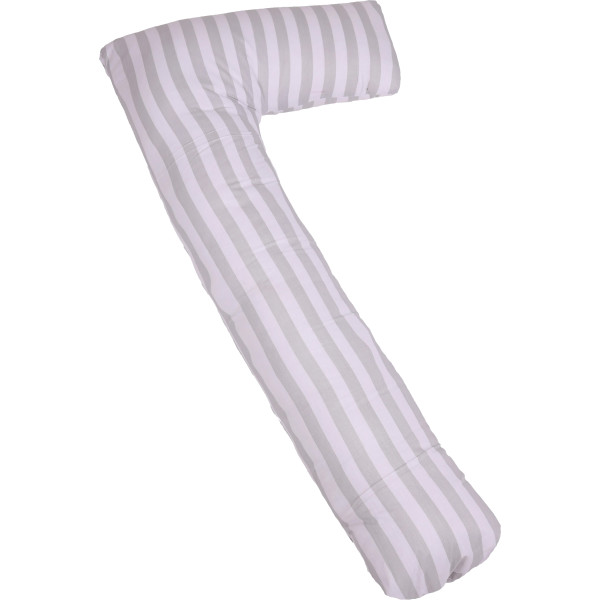 Фото - Подушка для будущих мам MirSon Г-образная №5004 Color Line 17-0600 Stripe White Gray 140x40x20 см (2200010969559)