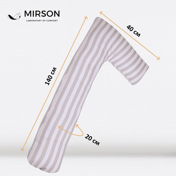 Фото - Подушка для будущих мам MirSon Г-образная №5004 Color Line 17-0600 Stripe White Gray 140x40x20 см (2200010969559)