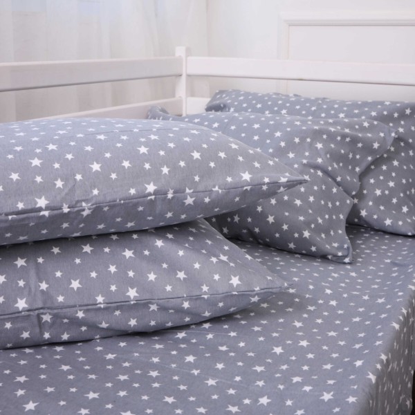 Фото - Комплект постільної білизни MirSon 012 Grey Stars 2 x 143 x 210 см (2200009653148)