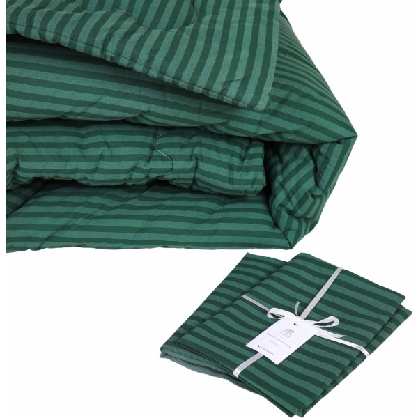 Фото - Ковдра демісезонна полуторна MirSon антиалергенна №125 Сolor Fun Line 17-0612 Stripe Emerald Tencel 140х205 + нав. 2 шт. (2200010852417)